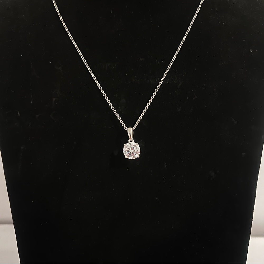 NEW Diamonique Silver 2ct Diamond Pendant Necklace